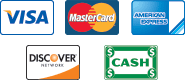 We Accepted Visa, MasterCard, American Express, Discover, Cash